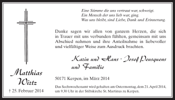 Anzeige von Matthias Wirtz von  Werbepost 
