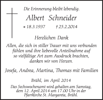 Anzeige von Albert Schneider von  Schlossbote/Werbekurier 