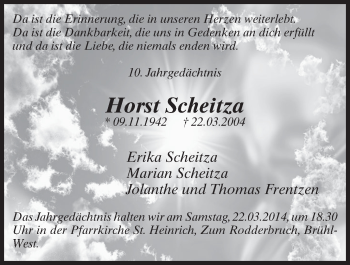 Anzeige von Horst Scheitza von  Schlossbote/Werbekurier 