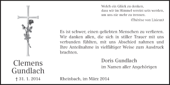 Anzeige von Clemens Gundlach von  Schaufenster/Blickpunkt 