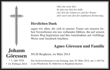 Anzeige von Johann Göressen von  Werbepost 
