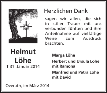 Anzeige von Helmut Löhe von  Bergisches Handelsblatt 