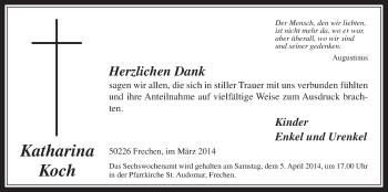 Anzeige von Katharina Koch von  Wochenende 