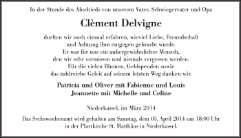 Anzeige von Clement Delvigne von  Extra Blatt 