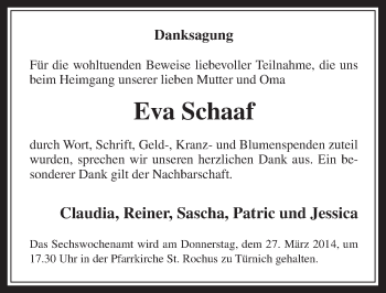 Anzeige von Eva Schaaf von  Werbepost 