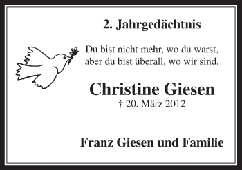 Anzeige von Christine Giesen von  Werbepost 
