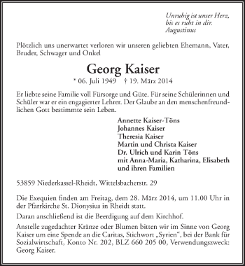 Anzeige von Georg Kaiser von  Extra Blatt 