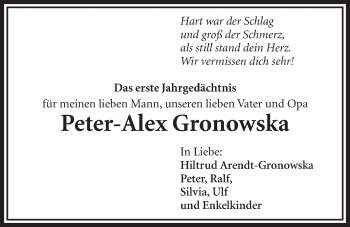 Anzeige von Peter-Alex Gronowska von  Schlossbote/Werbekurier 