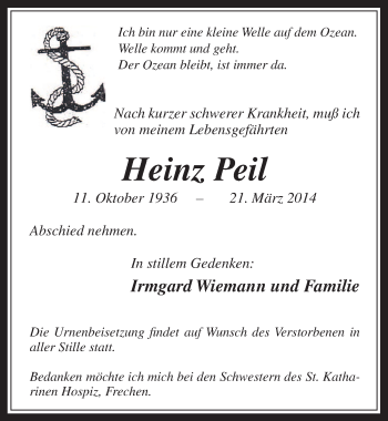 Anzeige von Heinz Peil von  Werbepost 