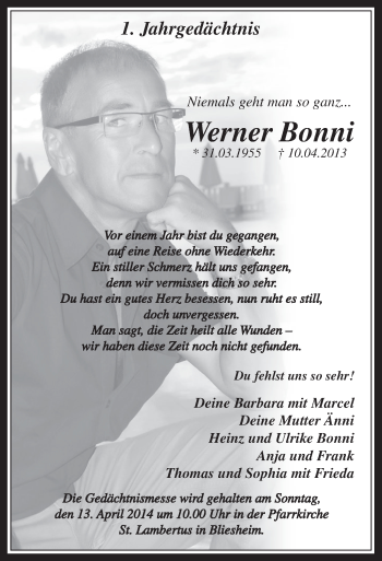 Anzeige von Werner Bonni von  Werbepost 