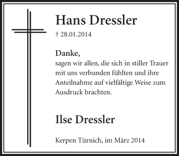 Anzeige von Hans Dressier von  Sonntags-Post 