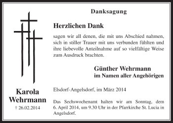 Anzeige von Karola Wehrmann von  Werbepost 