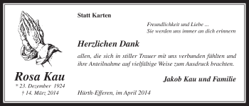 Anzeige von Rosa Kau von  Wochenende 