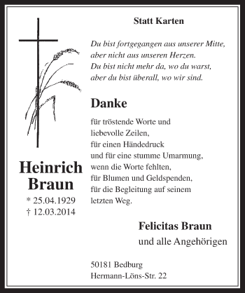 Anzeige von Heinrich Braun von  Werbepost 