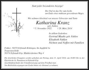 Anzeige von Katharina Kranz von  Werbepost 