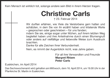 Anzeige von Christine Carls von  Blickpunkt Euskirchen 