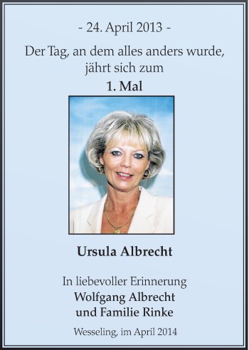 Anzeige von Ursula Albrecht von  Schlossbote/Werbekurier 