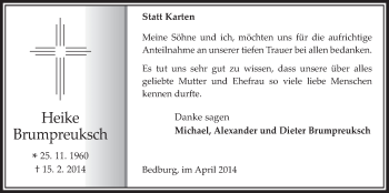 Anzeige von Heike Brumpreuksch von  Werbepost 