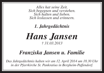 Anzeige von Hans Jansen von  Werbepost 