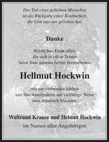 Anzeige von Hellmut Hockwin von  Werbepost 