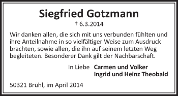 Anzeige von Siegfried Gotzmann von  Schlossbote/Werbekurier 