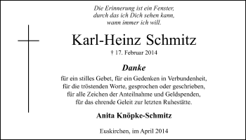 Anzeige von Karl-Heinz Schmitz von  Blickpunkt Euskirchen 