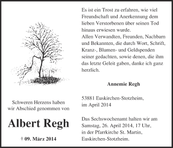 Anzeige von Albert Regh von  Blickpunkt Euskirchen 