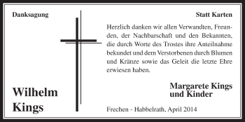 Anzeige von Wilhelm Kings von  Wochenende 