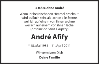 Anzeige von André Afify 
