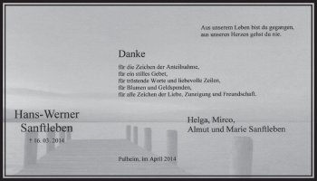 Anzeige von Hans-Werner Sanftleben von  Sonntags-Post 