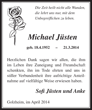 Anzeige von Michael Jüsten von  Werbepost 