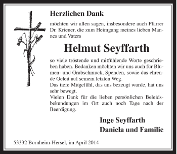 Anzeige von Helmut Seyffarth von  Schaufenster/Blickpunkt 