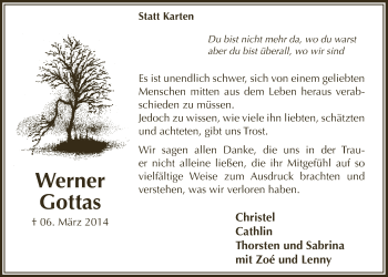 Anzeige von Werner Gottas von  Anzeigen Echo 