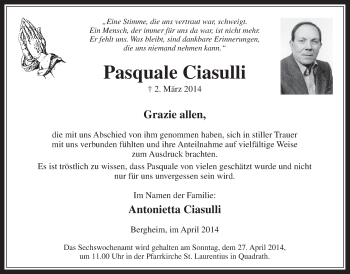 Anzeige von Pasquale Ciasulli von  Werbepost 