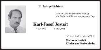 Anzeige von Karl- Josef Josteit von  Wochenende 