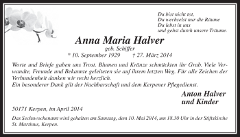 Anzeige von Anna Maria Halver von  Werbepost 