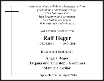 Anzeige von Ralf Heger von  Werbepost 