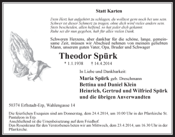 Anzeige von Theodor Spürk von  Werbepost 
