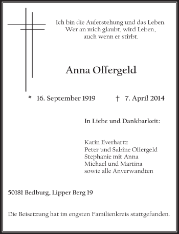 Anzeige von Anna Offergeld von  Werbepost 
