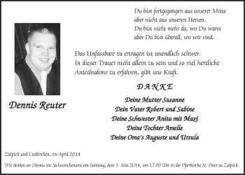 Anzeige von Dennis Reuter von  Blickpunkt Euskirchen 
