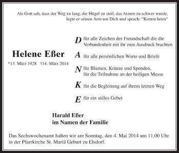 Anzeige von Helene Eßer von  Werbepost 