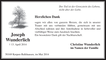 Anzeige von Joseph Wunderlich von  Werbepost 