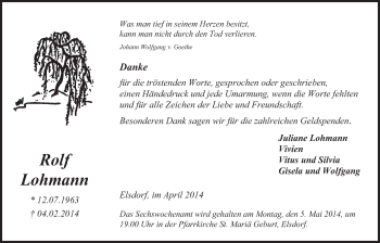 Anzeige von Rolf Lohmann von  Werbepost 