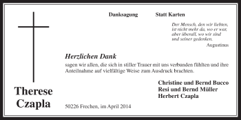 Anzeige von Therese Czapla von  Wochenende 