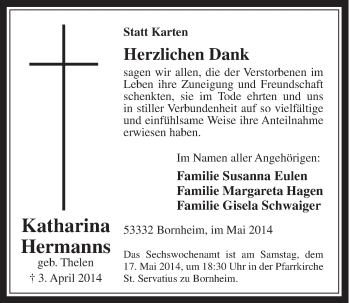 Anzeige von Katharina Hermanns von  Schaufenster/Blickpunkt 