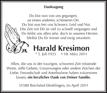 Anzeige von Harald Kresimon von  Lokalanzeiger 