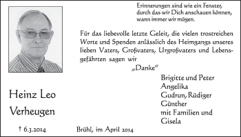 Anzeige von Heinz Leo Verheugen von  Schlossbote/Werbekurier 