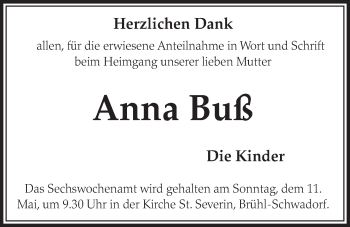 Anzeige von Anna Buß von  Schlossbote/Werbekurier 