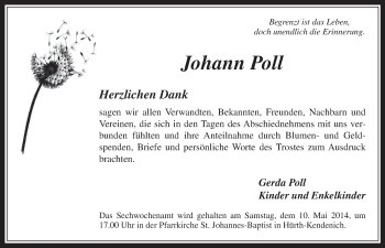Anzeige von Johann Poll von  Wochenende  Schlossbote/Werbekurier 