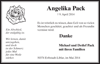 Anzeige von Angelika Pack von  Werbepost 